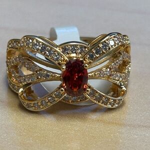 NWOT 18K Gold Filled Bow Ring w/ CZ Stones | Size 6